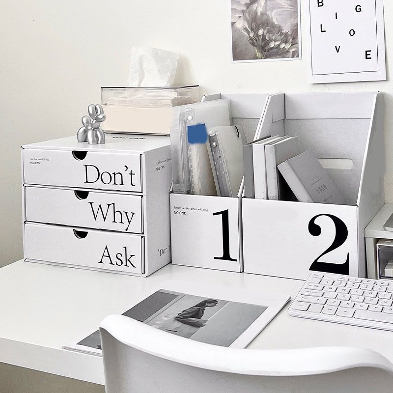Desk Organizer with Drawer Corrugated Paper 3 Tier Desktop Storage Box for view 5