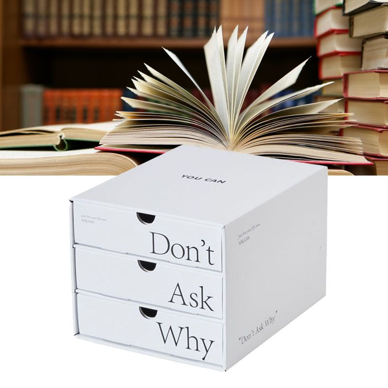 Desk Organizer with Drawer Corrugated Paper 3 Tier Desktop Storage Box for view 10