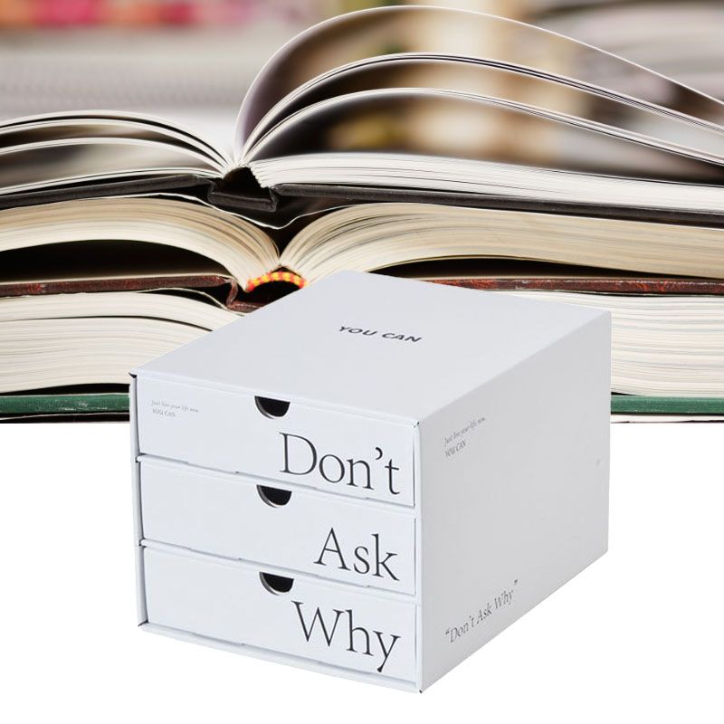 Desk Organizer with Drawer Corrugated Paper 3 Tier Desktop Storage Box for view 12