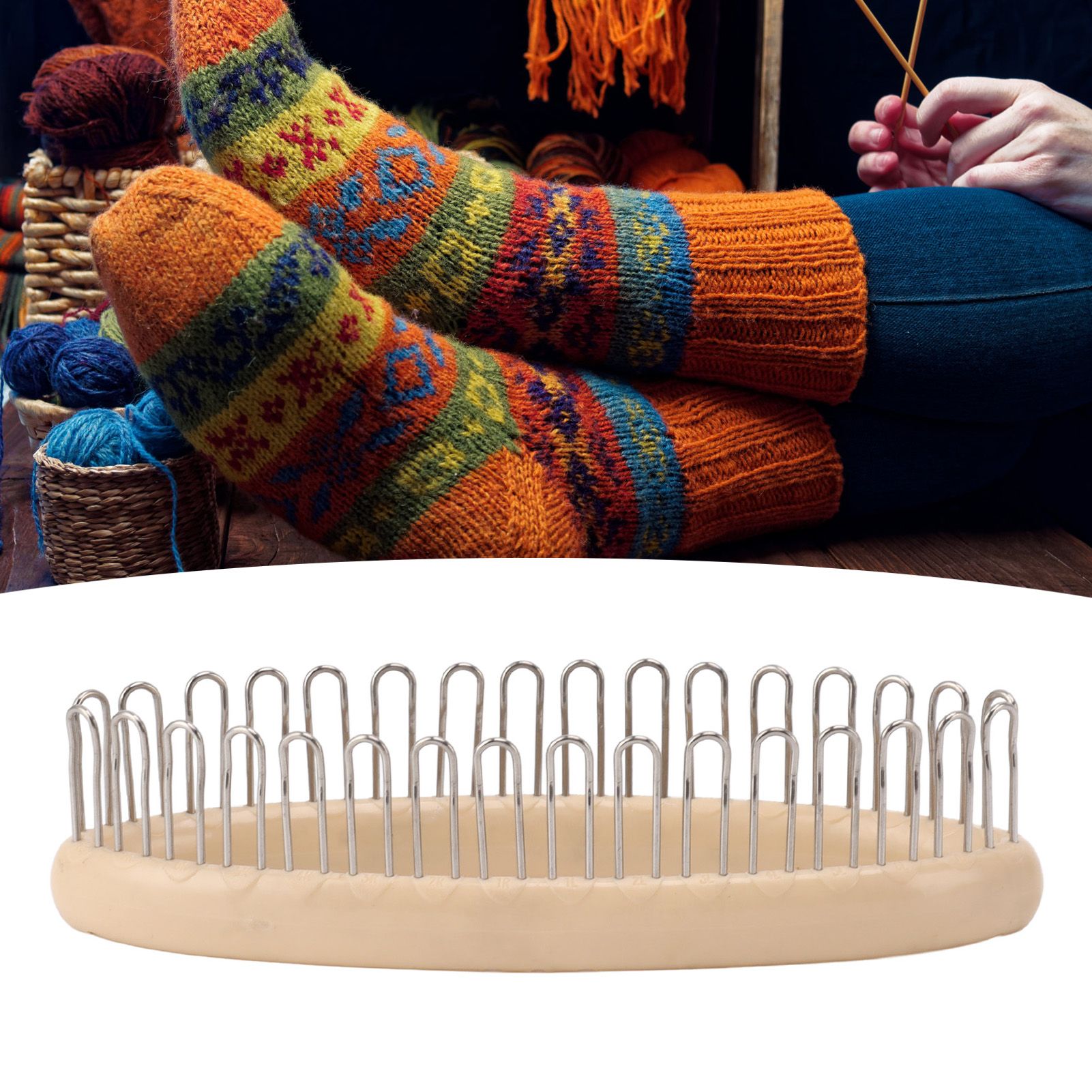 Knitting Loom Wooden Round Pocket Knitting Board DIY Weaving Craft Tool with view 11