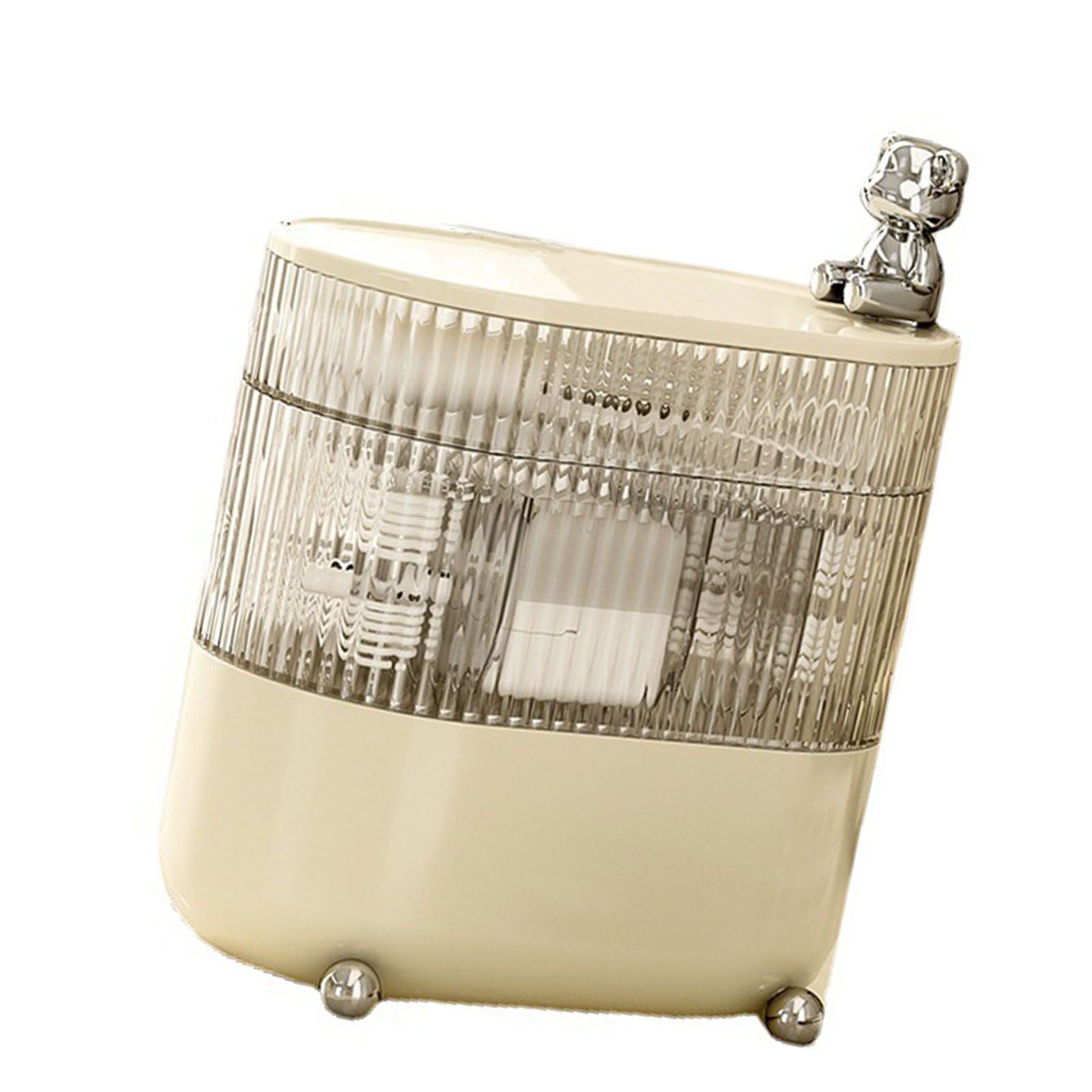 Desktop Storage Box 3 Tier Rotating Divided Organizer for Jewelry Data Cable view 2