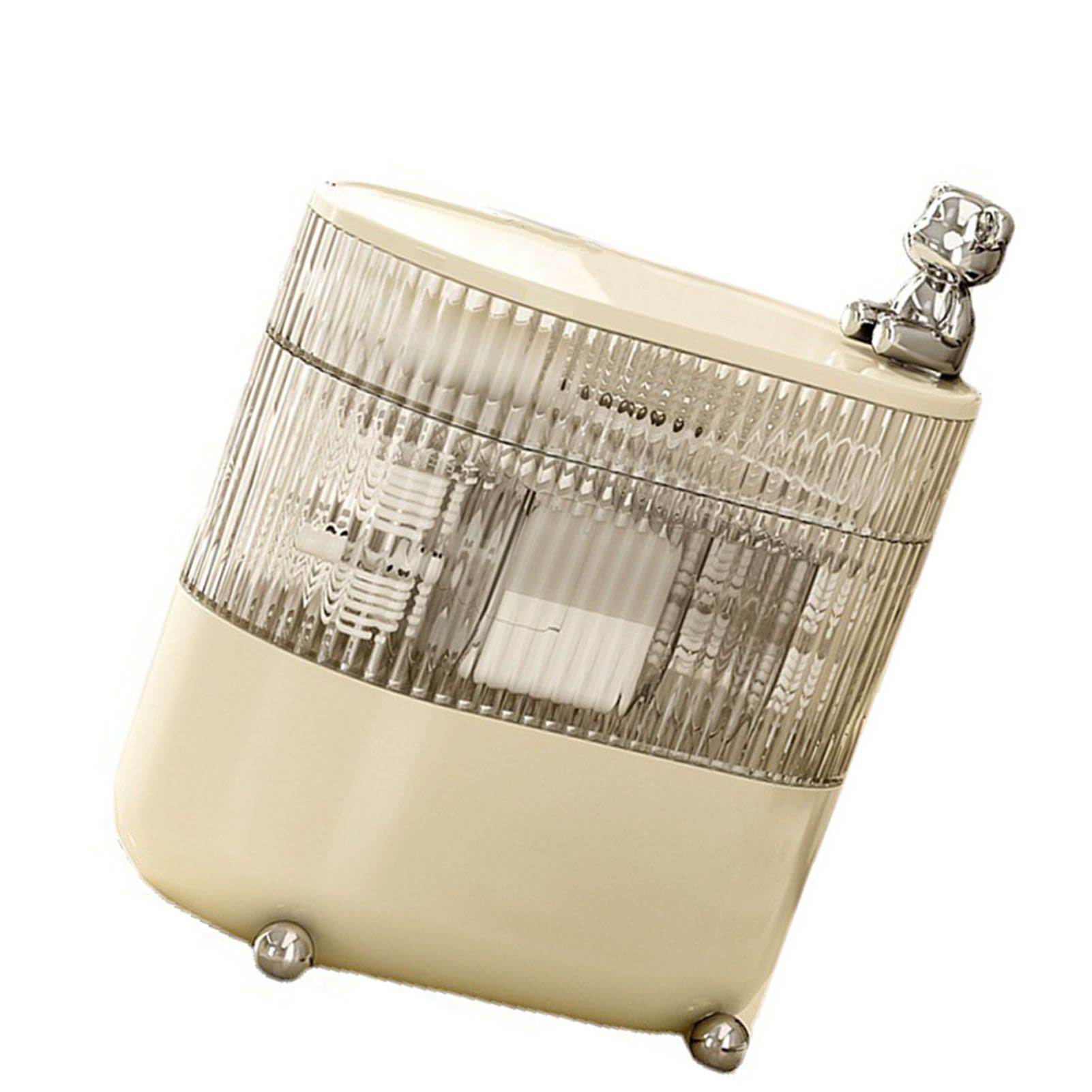 Desktop Storage Box 3 Tier Rotating Divided Organizer for Jewelry Data Cable view 3
