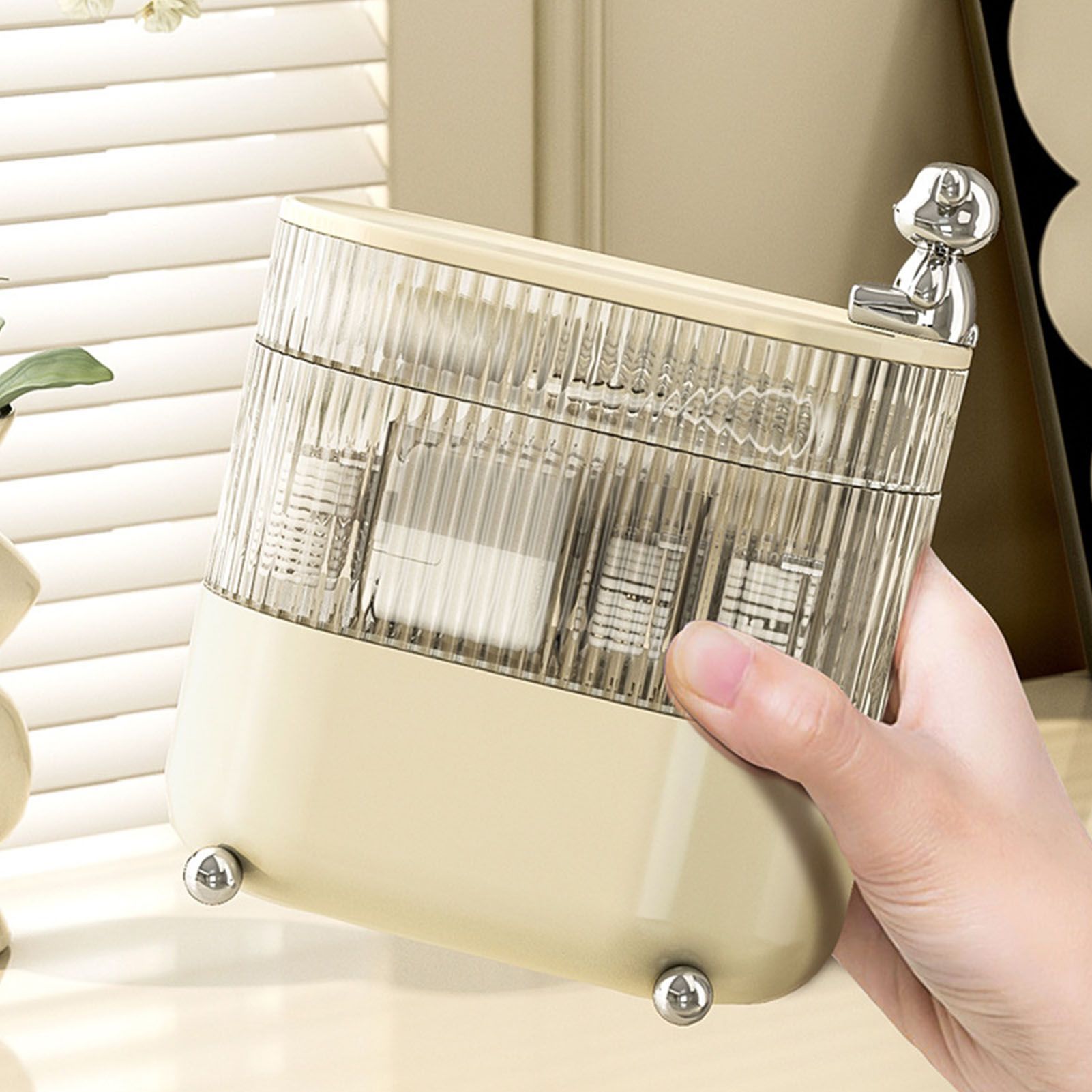 Desktop Storage Box 3 Tier Rotating Divided Organizer for Jewelry Data Cable view 5