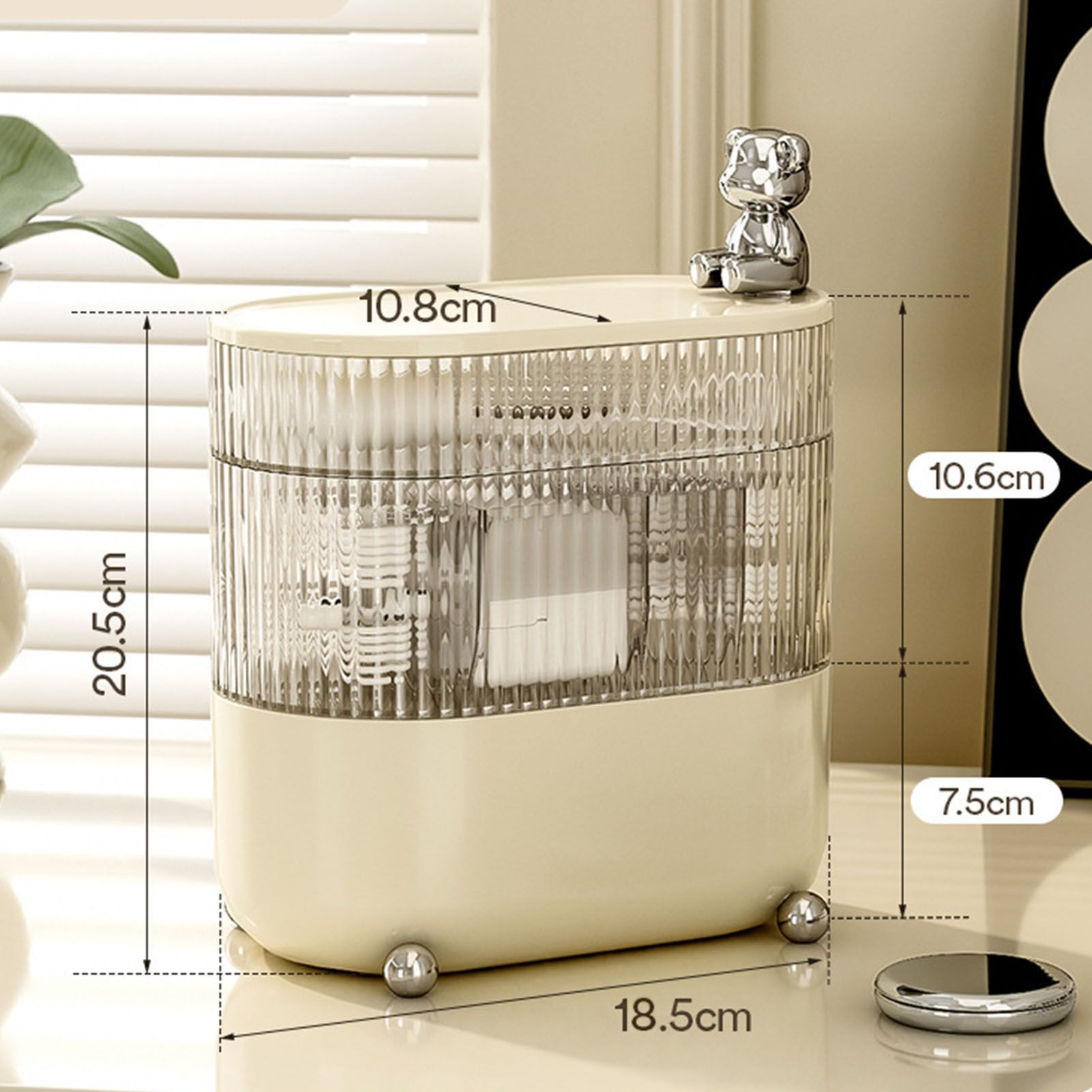 Desktop Storage Box 3 Tier Rotating Divided Organizer for Jewelry Data Cable view 12
