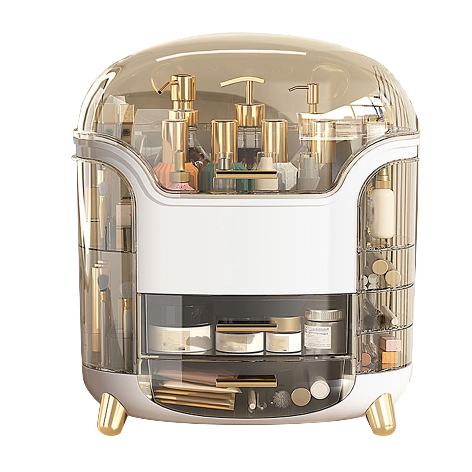 Cosmetic Box Large Capacity Compartment Storage Rotatable Waterproof