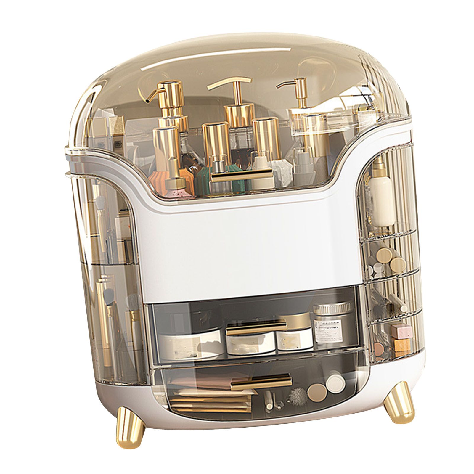 Cosmetic Box Large Capacity Compartment Storage Rotatable Waterproof view 2