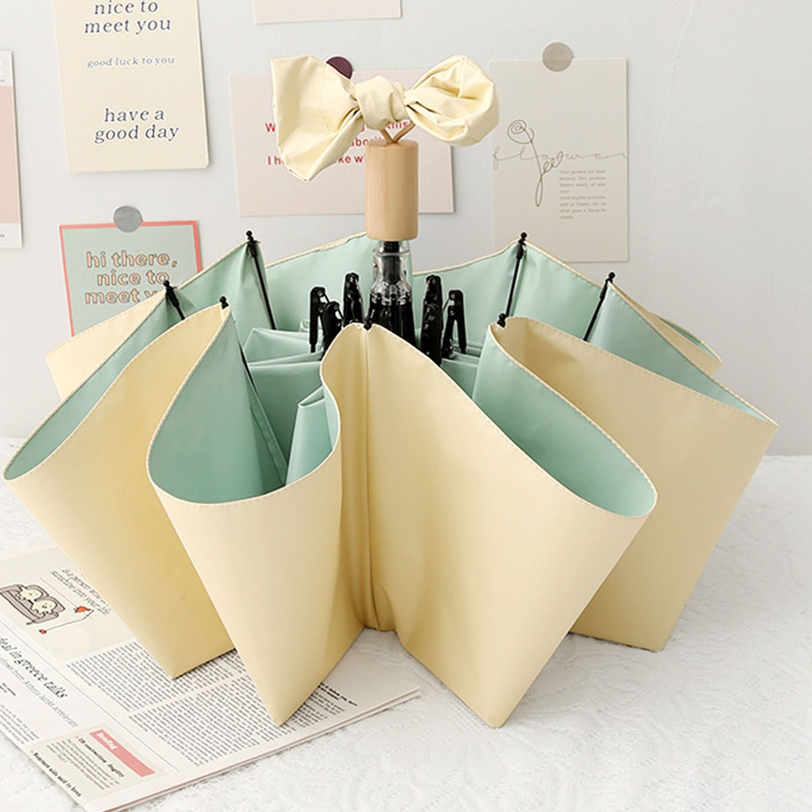 Travel Umbrella Ice Cream Color Sun Rain Proof UV Protection Foldable Portable view 6