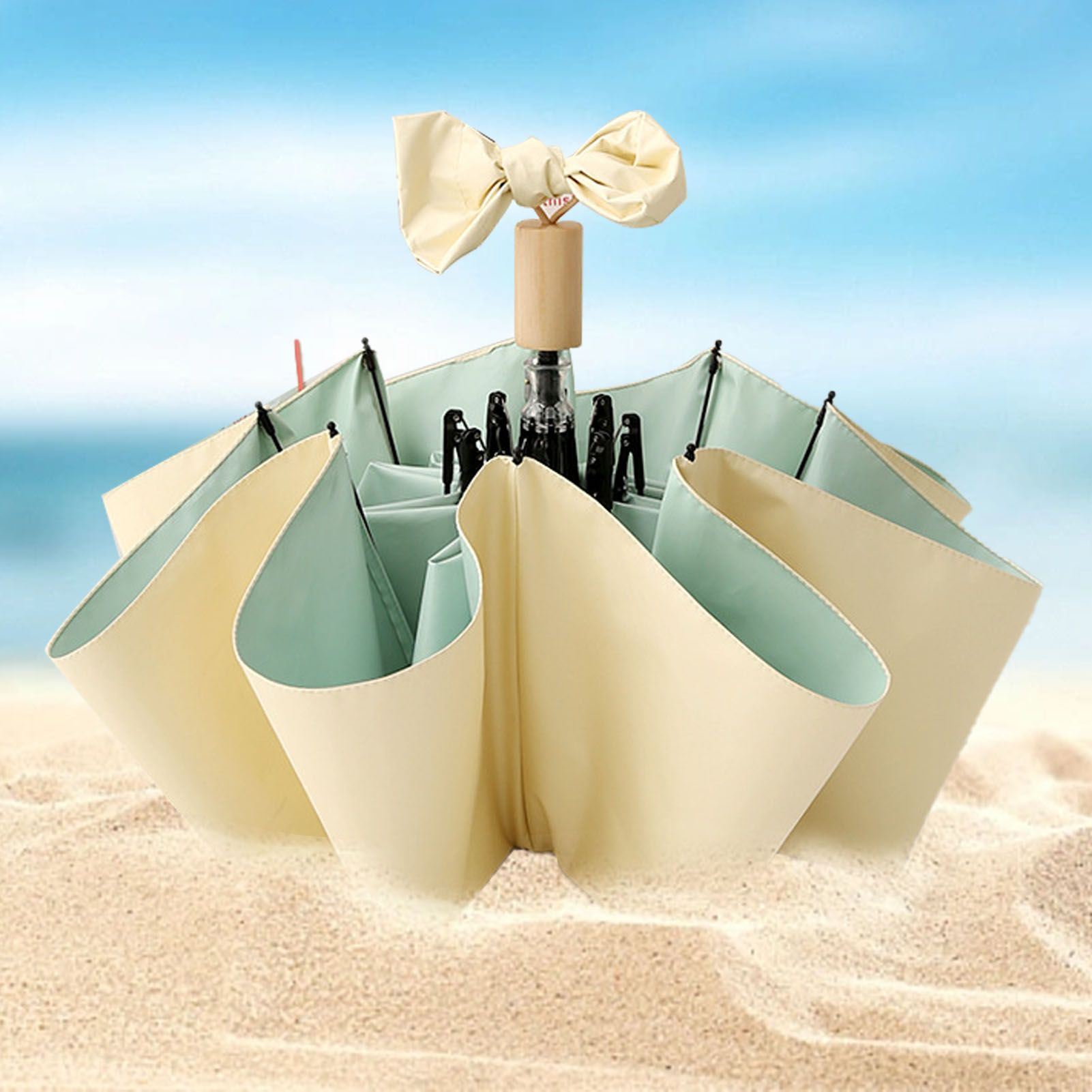 Travel Umbrella Ice Cream Color Sun Rain Proof UV Protection Foldable Portable view 12