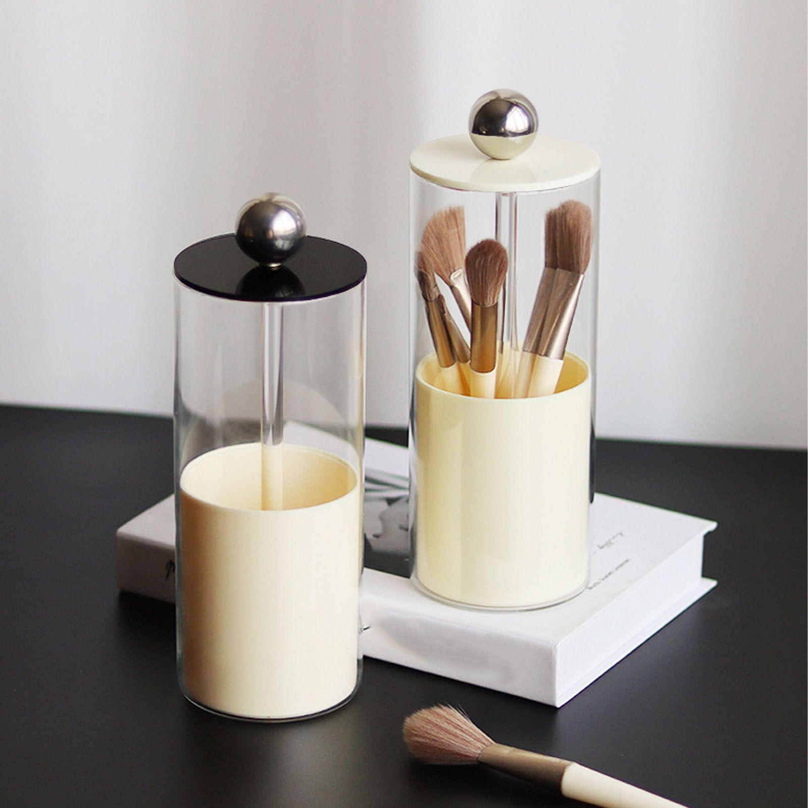 Makeup Brush Holder Organizer with Lid Liftable Dustproof Makeup Brushes view 11