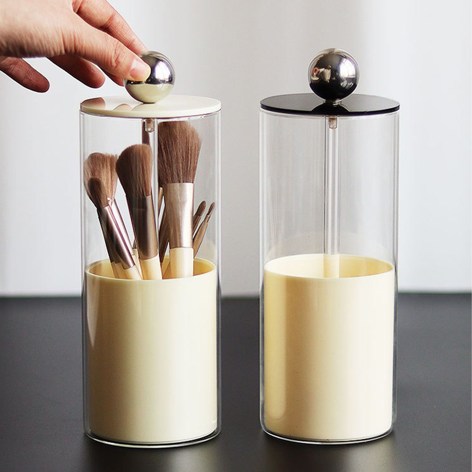 Makeup Brush Holder Organizer with Lid Liftable Dustproof Makeup Brushes view 12