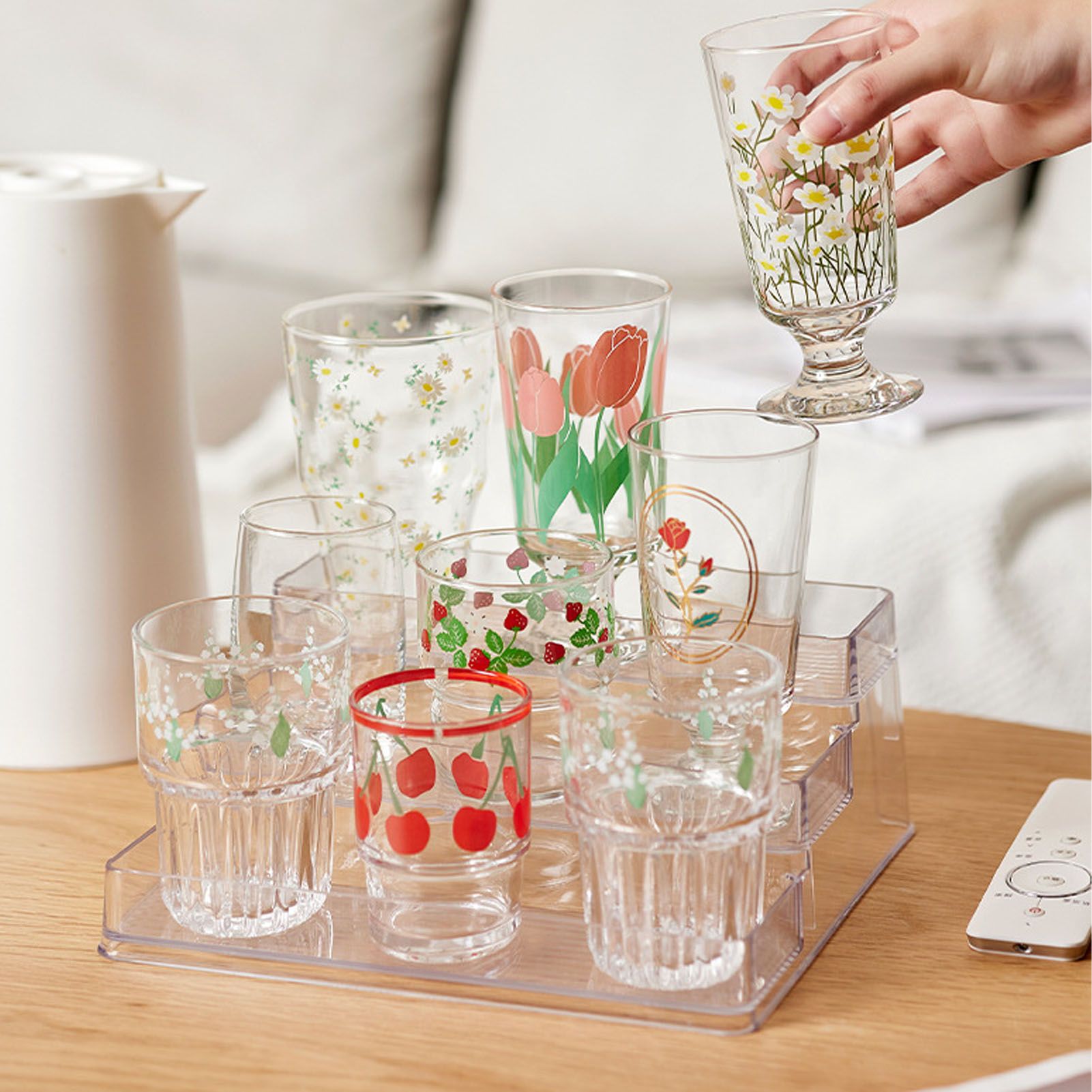 Clear Acrylic Display Riser Shelf 3 Tier Riser Display Stand Kitchen Bathroom view 5