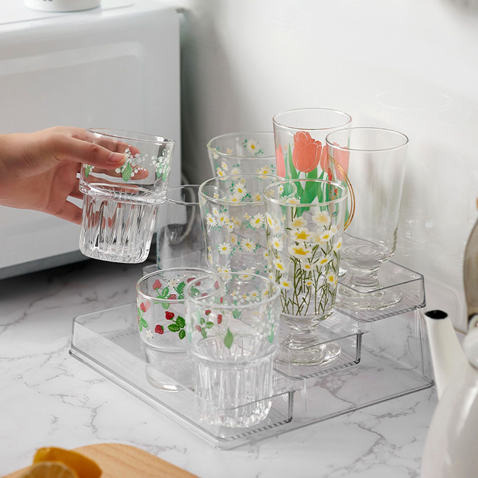 Clear Acrylic Display Riser Shelf 3 Tier Riser Display Stand Kitchen Bathroom view 6
