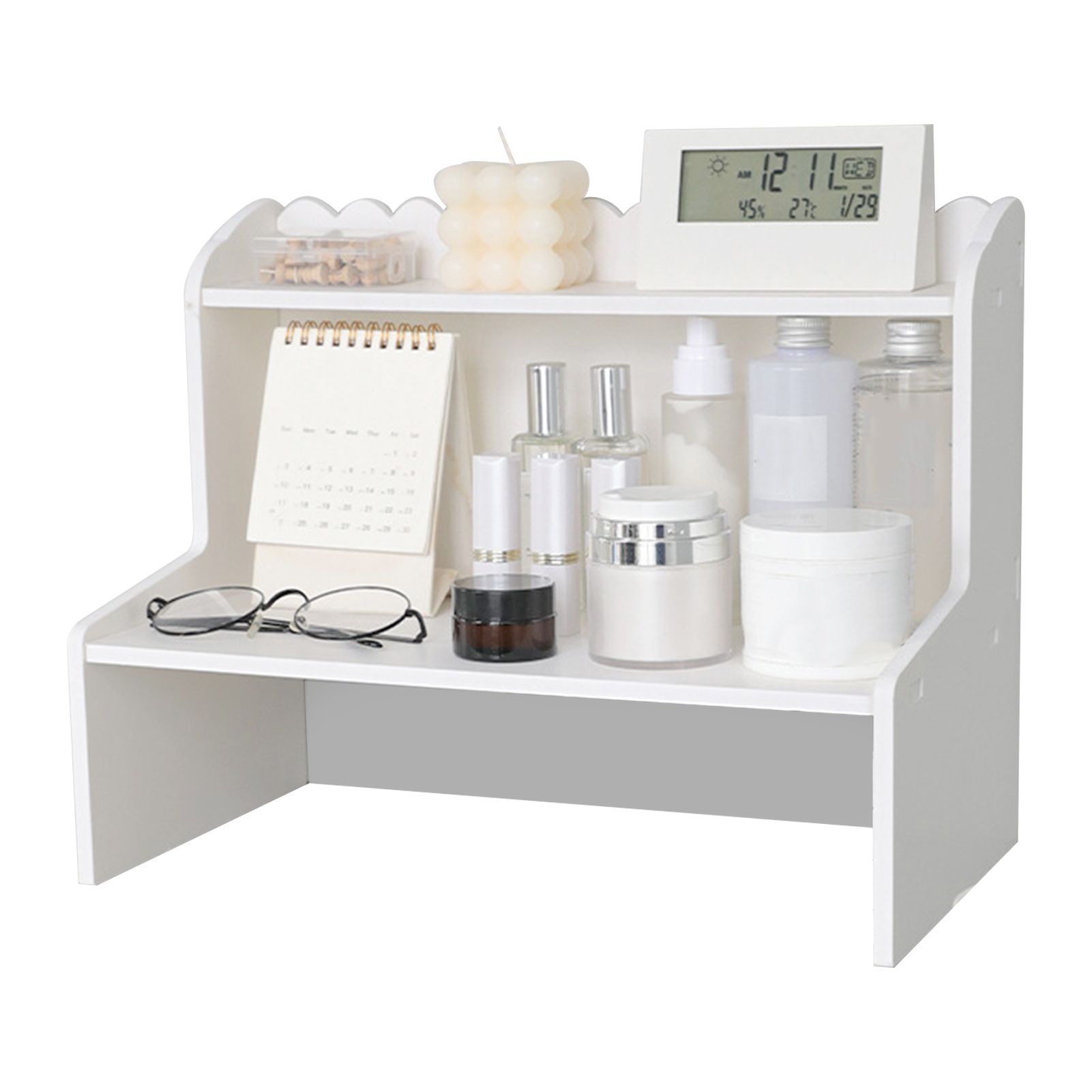 Desktop Wood Display Shelf Desk Multi Layer Storage Rack Mini Bookshelf