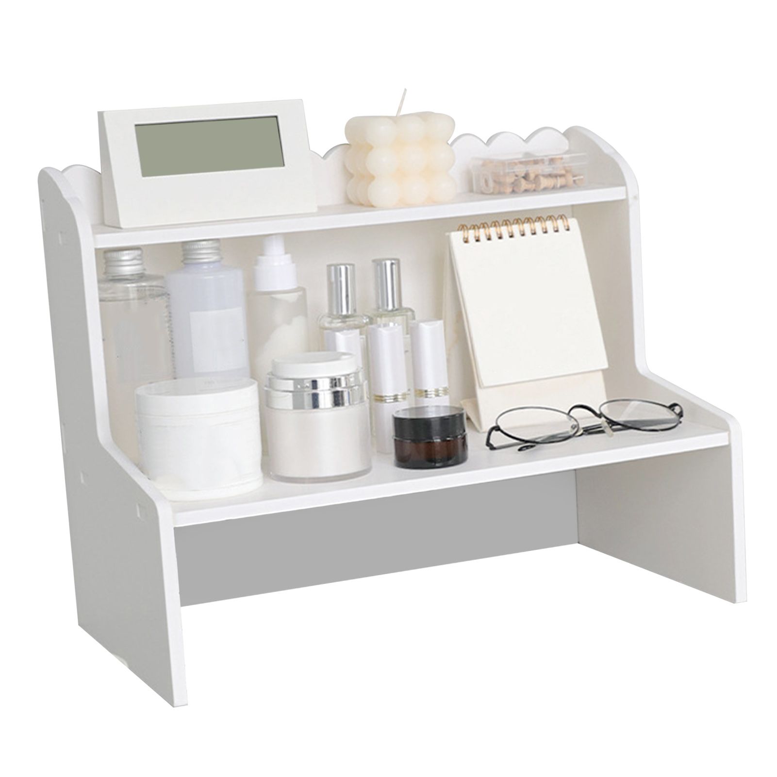 Desktop Wood Display Shelf Desk Multi Layer Storage Rack Mini Bookshelf view 2