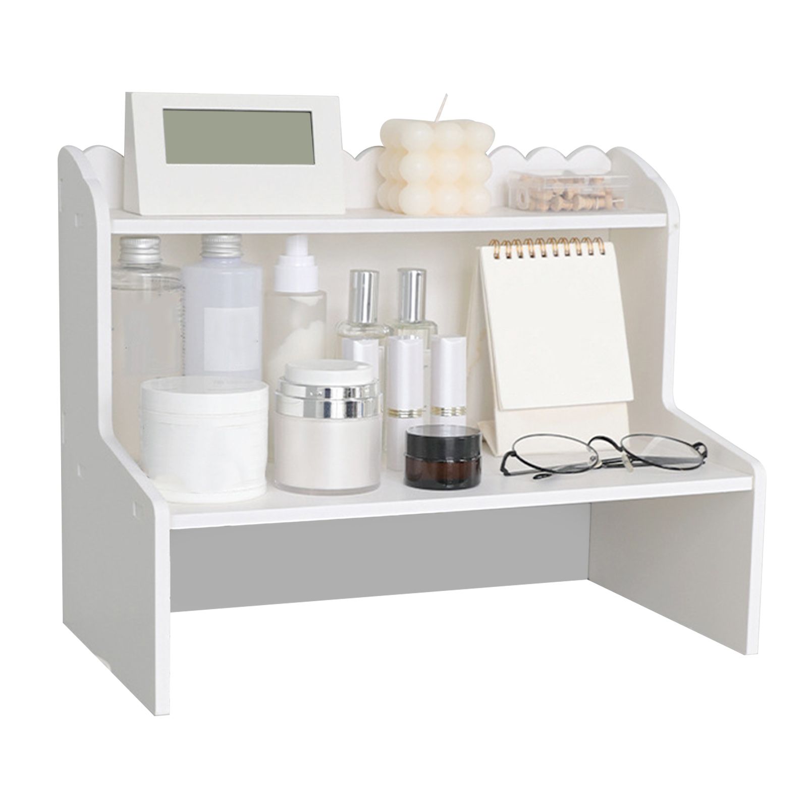 Desktop Wood Display Shelf Desk Multi Layer Storage Rack Mini Bookshelf view 3