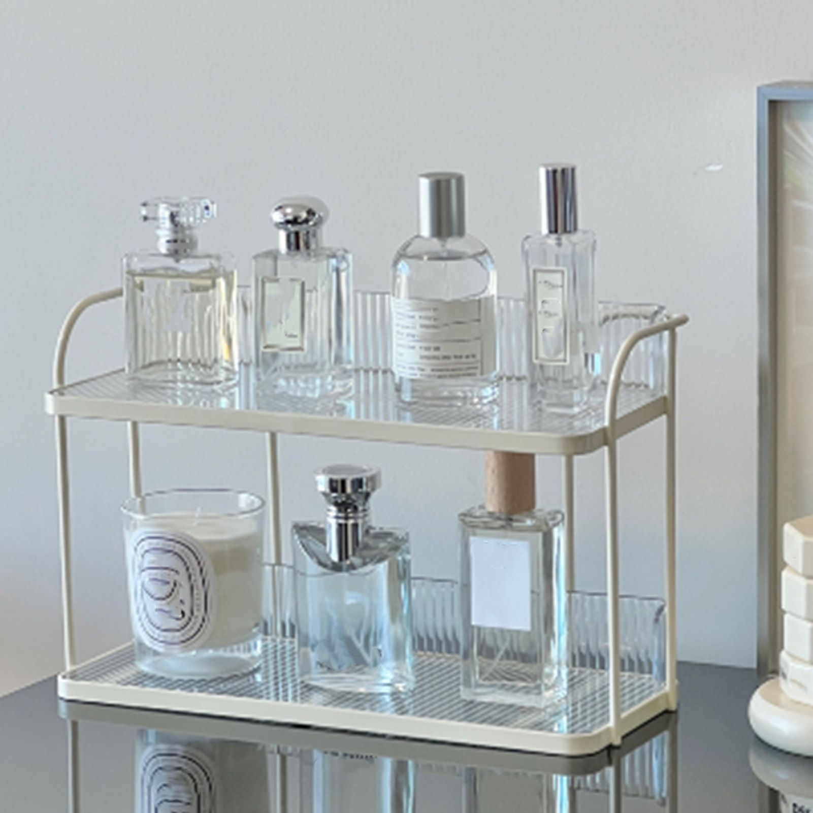 Transparent Double Layer Storage Rack Desktop Cosmetic Storage Rack view 5