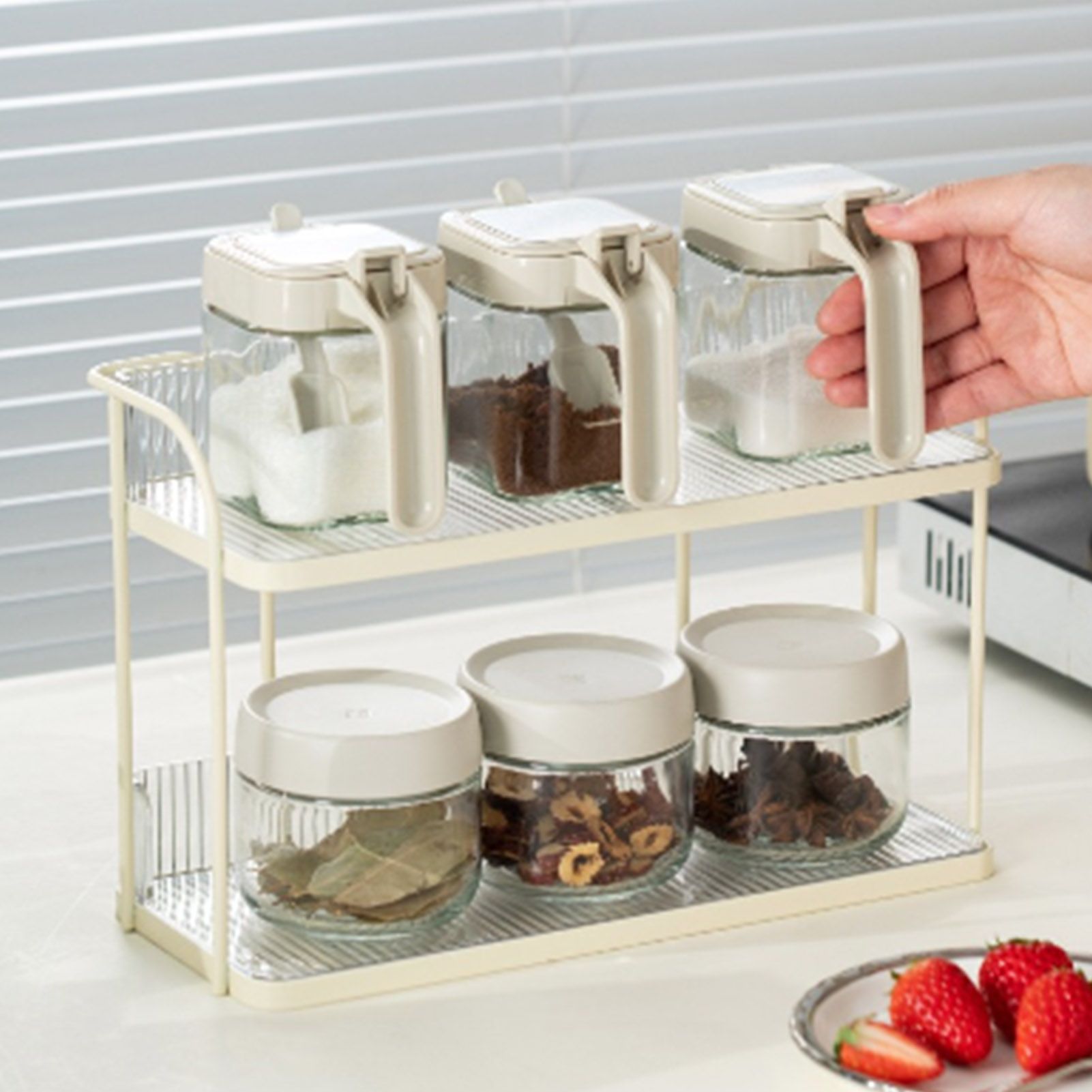 Transparent Double Layer Storage Rack Desktop Cosmetic Storage Rack view 6
