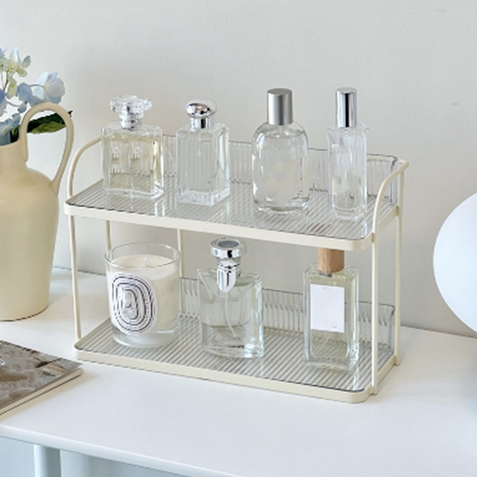 Transparent Double Layer Storage Rack Desktop Cosmetic Storage Rack view 10