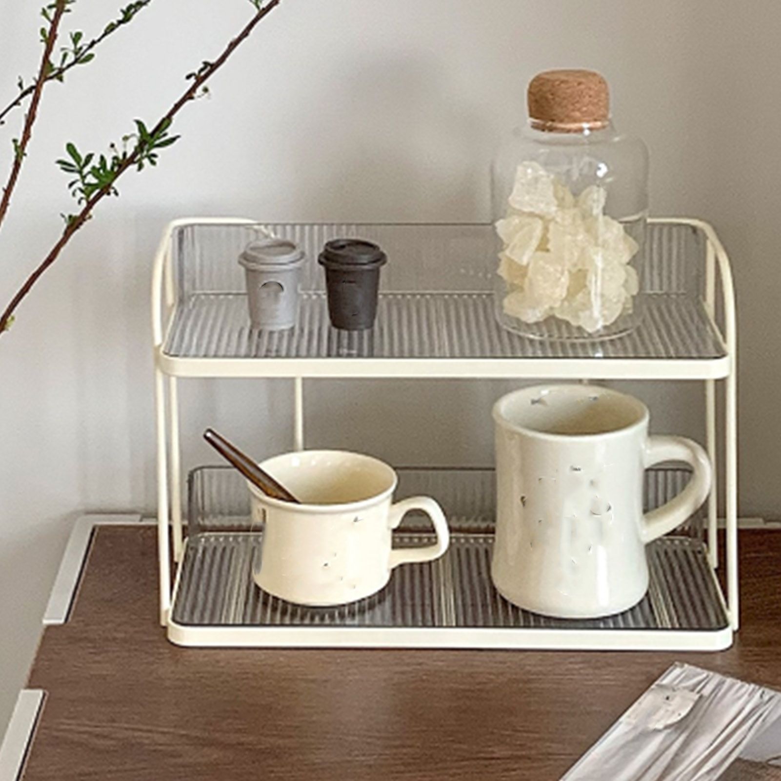 Transparent Double Layer Storage Rack Desktop Cosmetic Storage Rack view 12
