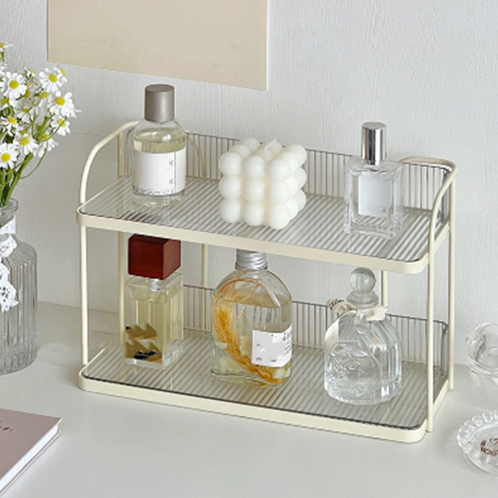 Transparent Double Layer Storage Rack Desktop Cosmetic Storage Rack view 13