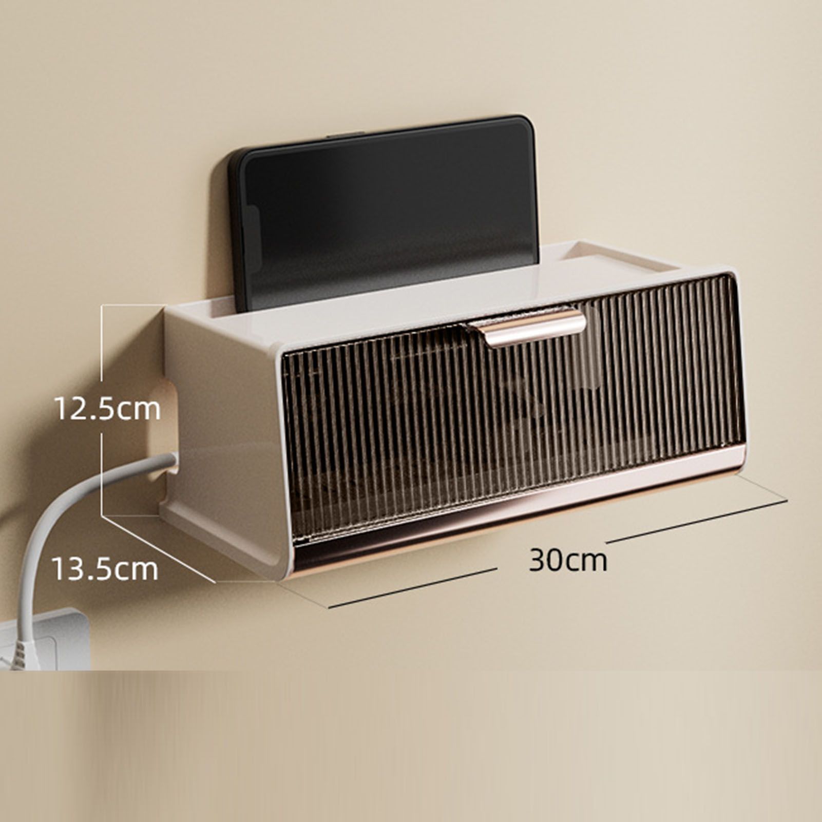 Wall Mounted WIFI Router Storage Box Great Capacity Power Strip Power Socket view 12