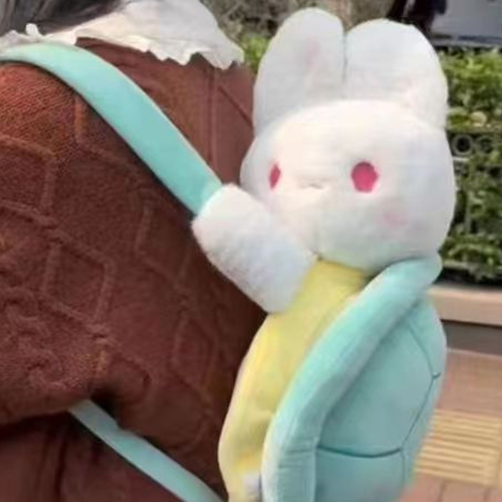Rabbit Turtle Plush Backpack PP Cotton Short Plush Cartoon Perfect Detail view 5