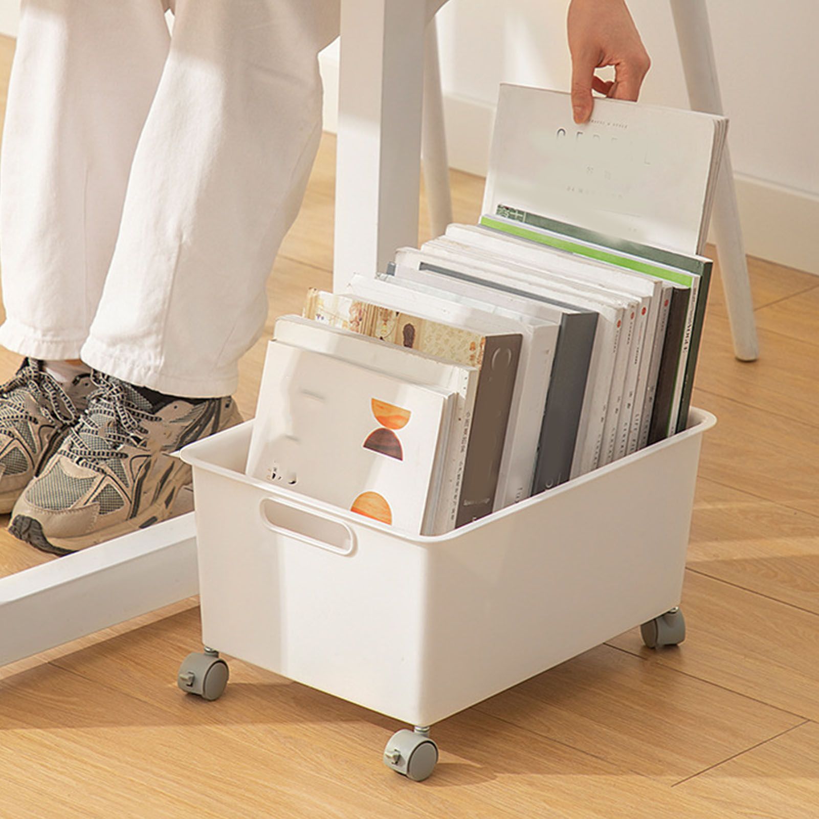 Storage Basket Roller Basket Premium PP Sturdy Portable Movable Easy Storage view 6