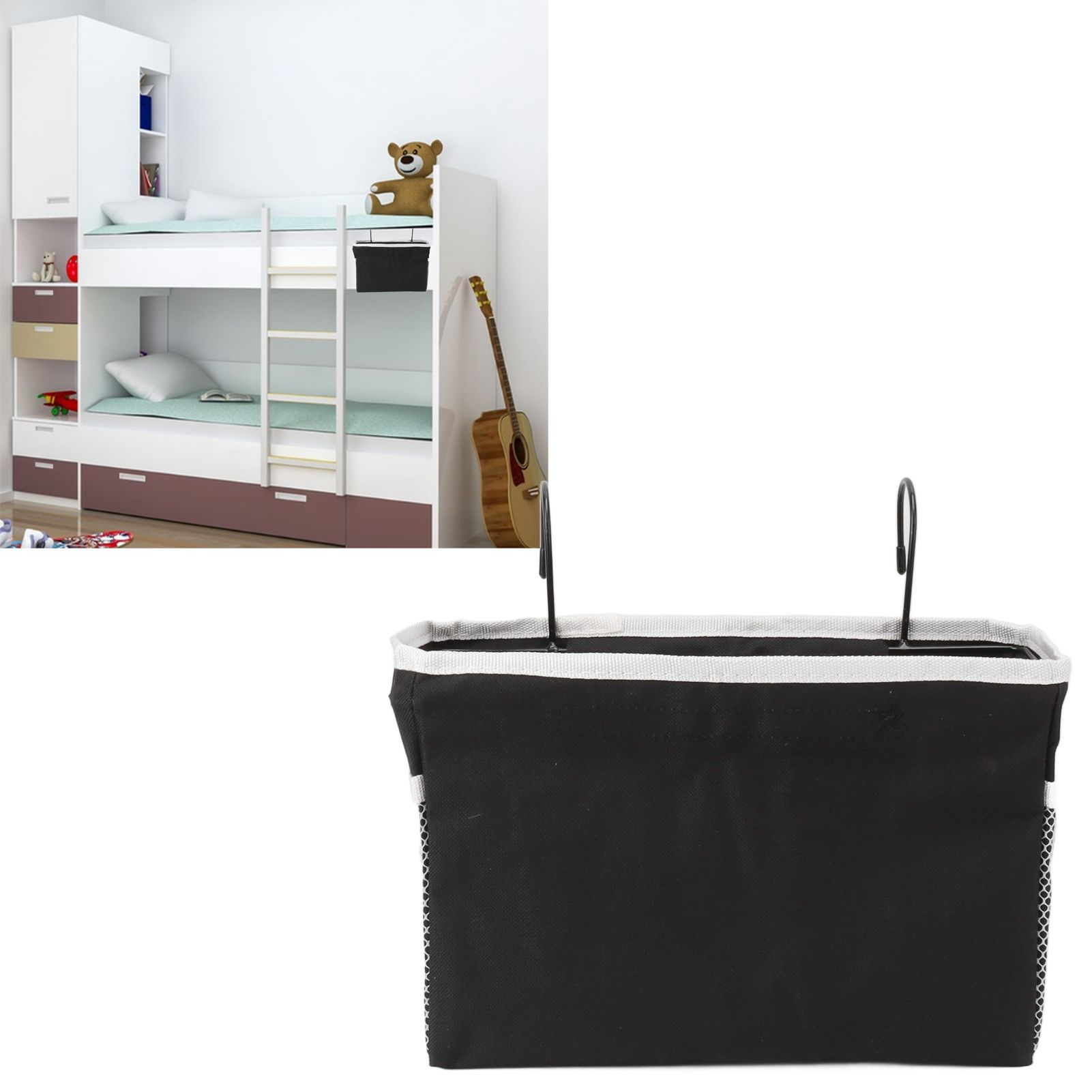 Bedside Storage Basket Hook Hanging Canvas Bag Rail Organization Shelf for view 12