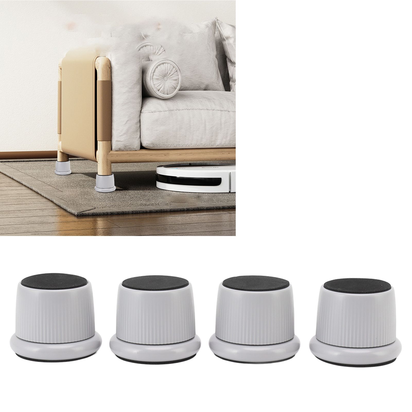 4Pcs Height Adjustable Furniture Riser Wear Resistant Non Slip Furniture Pads view 11