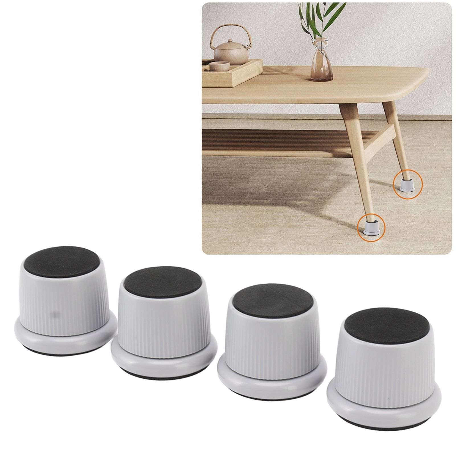 4Pcs Height Adjustable Furniture Riser Wear Resistant Non Slip Furniture Pads view 12