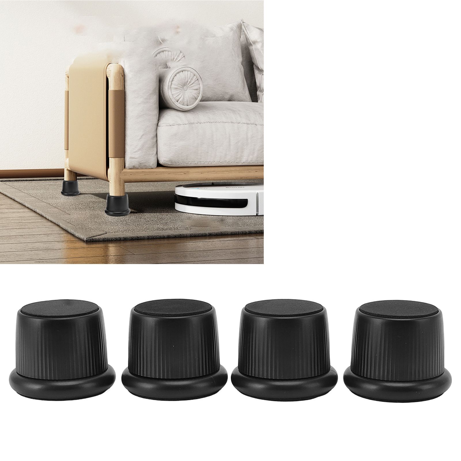 4Pcs Height Adjustable Furniture Riser Wear Resistant Non Slip Furniture Pads view 11