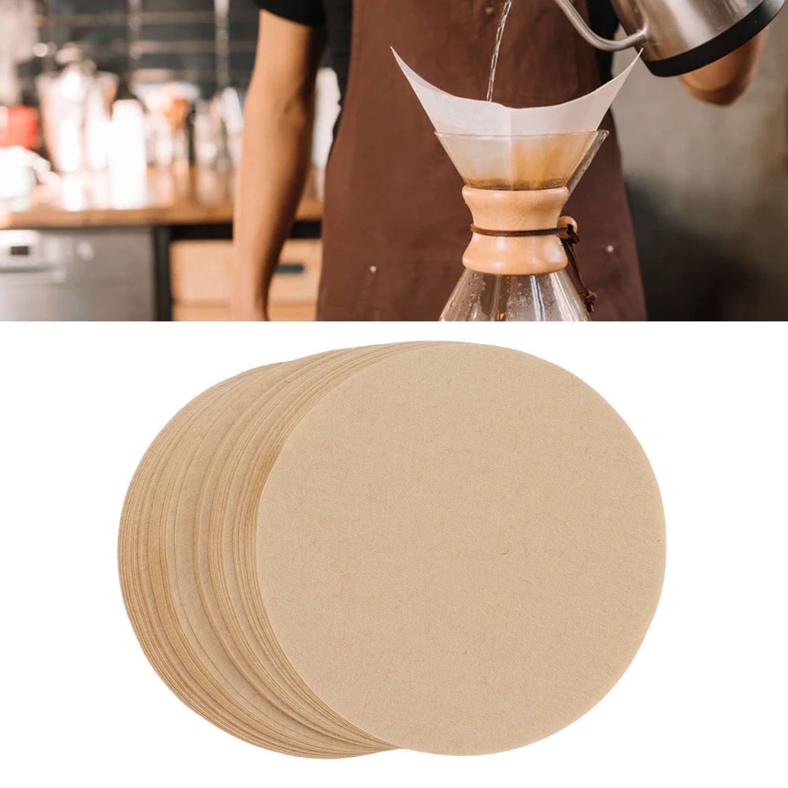 100Pcs 64mm Round Coffee Filter Unbleached Natural Coffee Filter Paper for 1 view 12