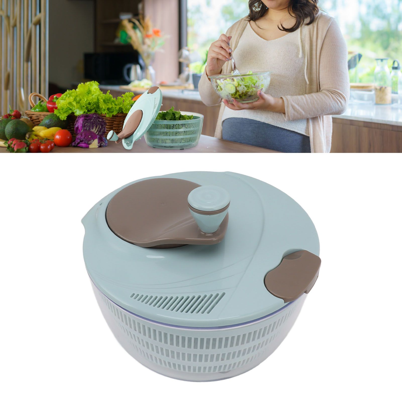 Salad Spinner Plastic Time Saving Fast Mixing Washable Rotatable Veggie Washer view 11