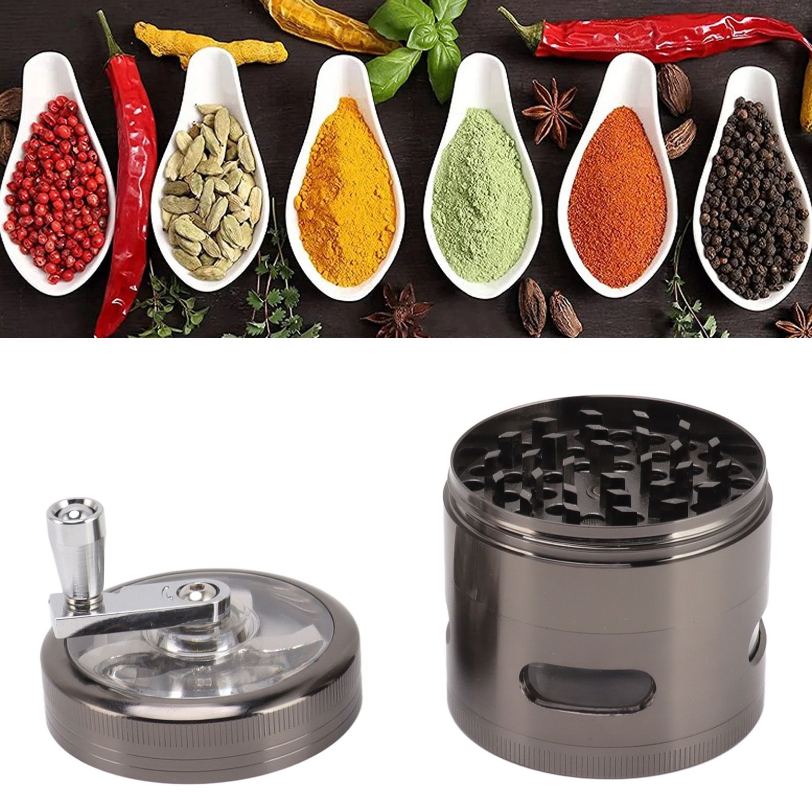 Manual Spice Grinder Zinc Alloy Portable Herb Mill Powder Grinding Machine for view 11