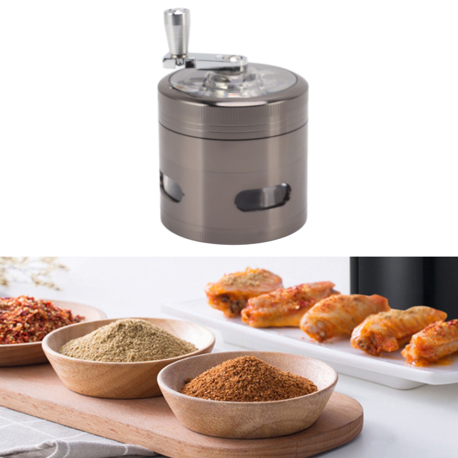 Manual Spice Grinder Zinc Alloy Portable Herb Mill Powder Grinding Machine for view 12