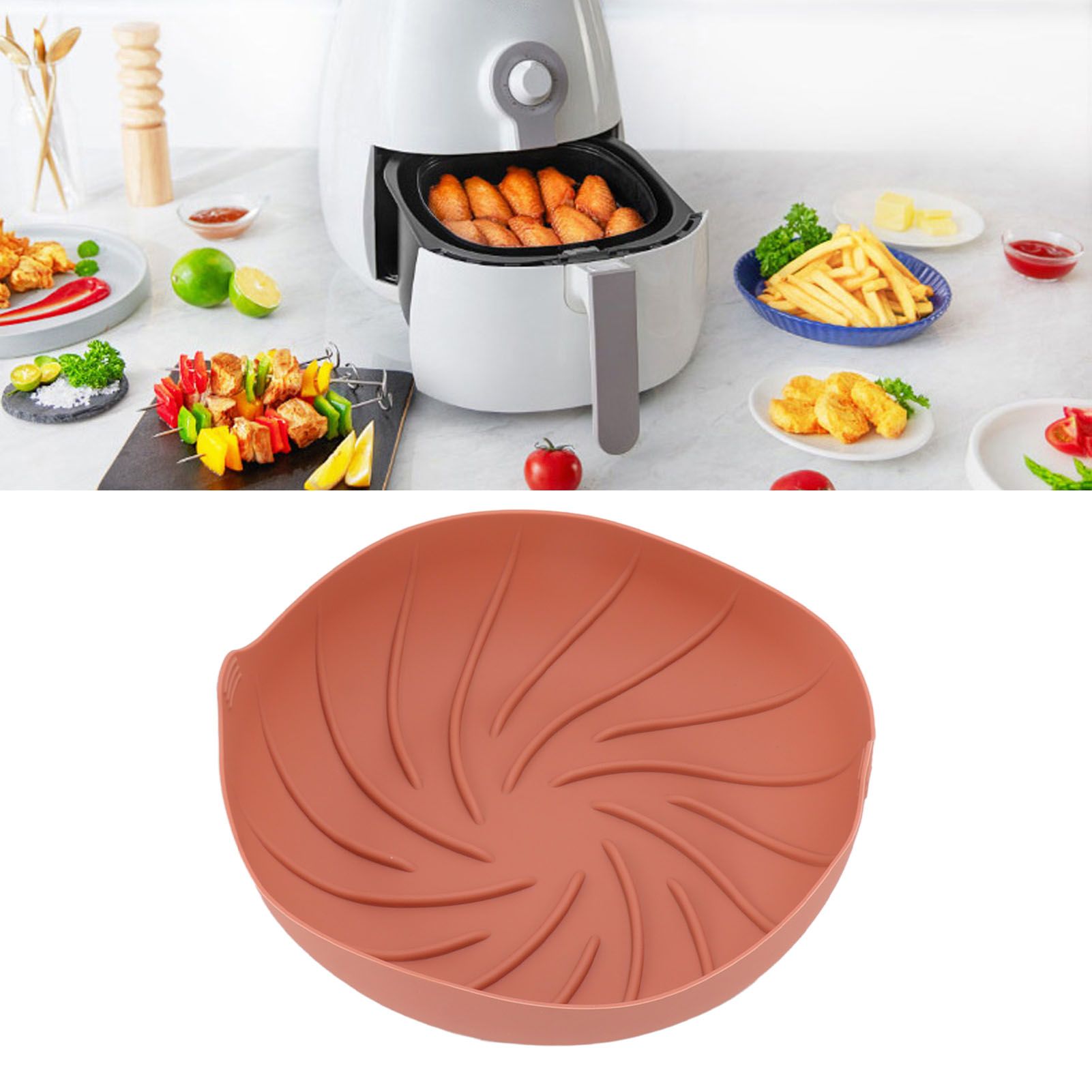 Fryer Silicone Liner Heat Resistant Silicone Fryer Liner Basket Reusable Round view 12
