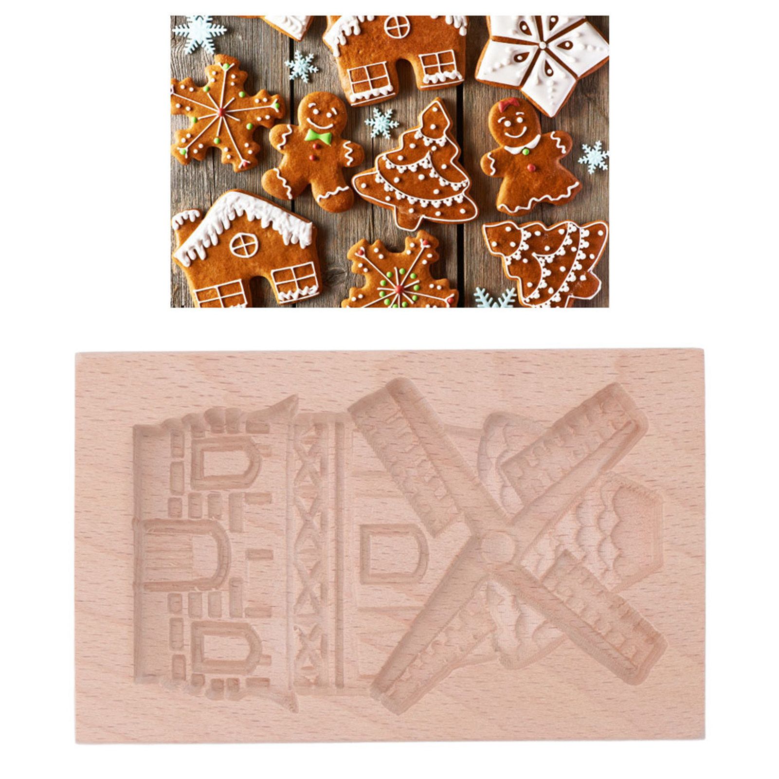 Wooden Cookie Mould Beechwood Reusable Washable Biscuit Press Stamp Mold for view 11