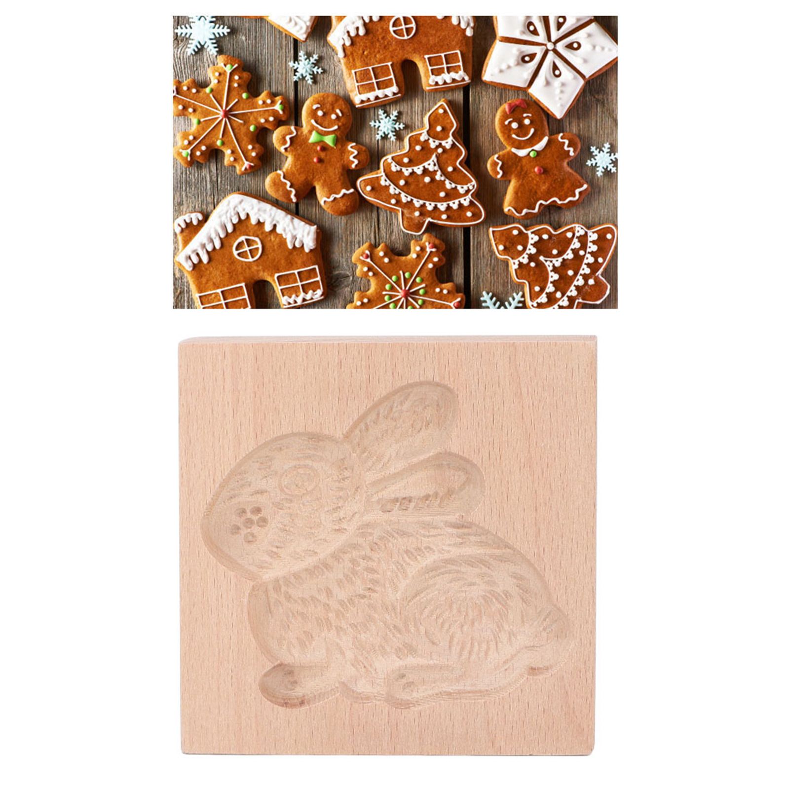 Wooden Cookie Mould Beechwood Reusable Washable Biscuit Press Stamp Mold for view 12