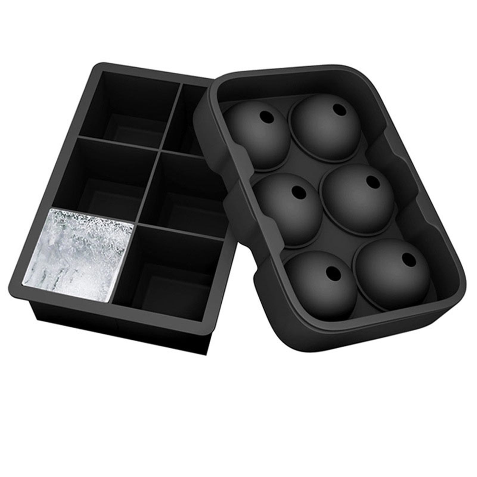 Ice Cube Tray 6 Grids Easy Release Silicone Square and Round with Lid Ice Cube view 3