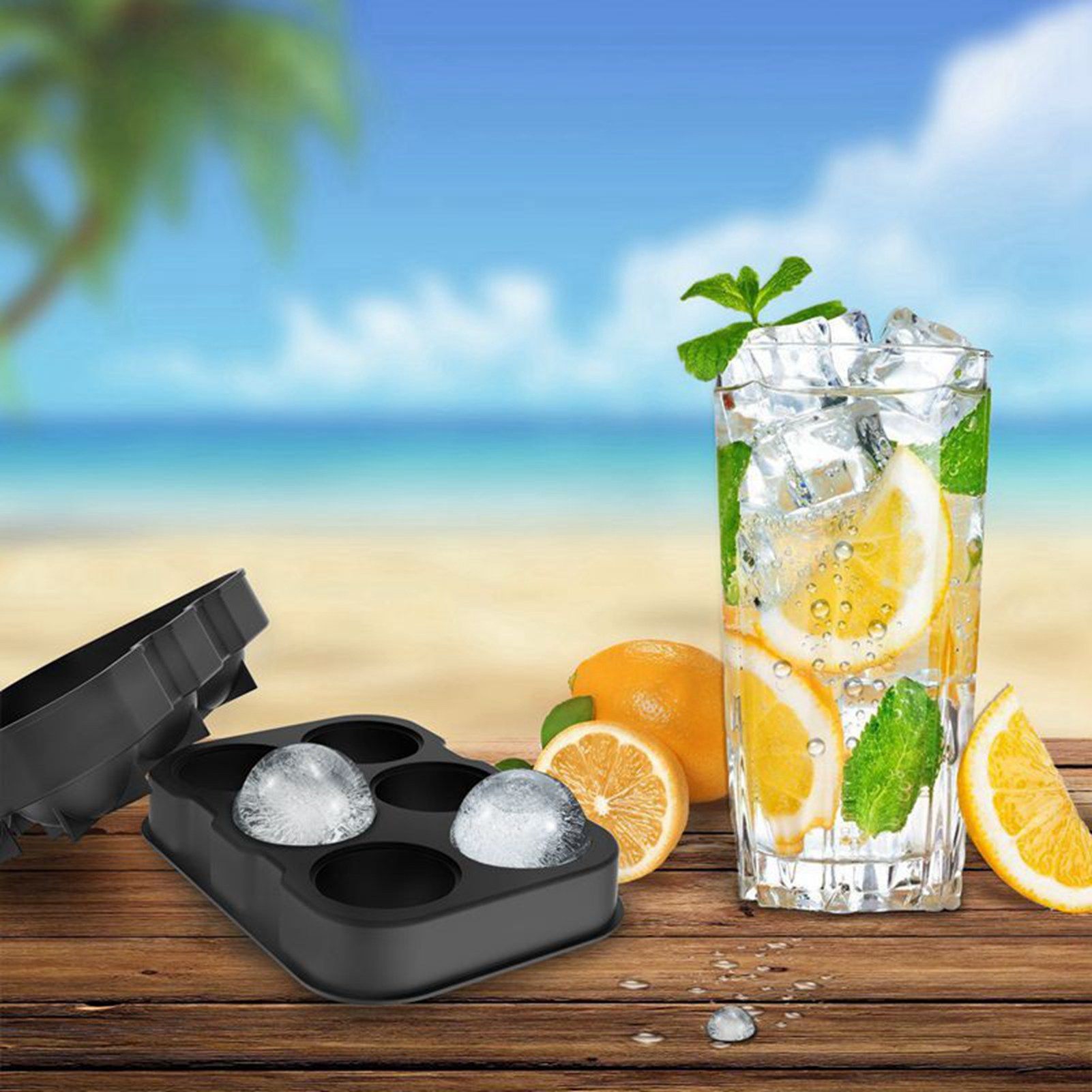 Ice Cube Tray 6 Grids Easy Release Silicone Square and Round with Lid Ice Cube view 7