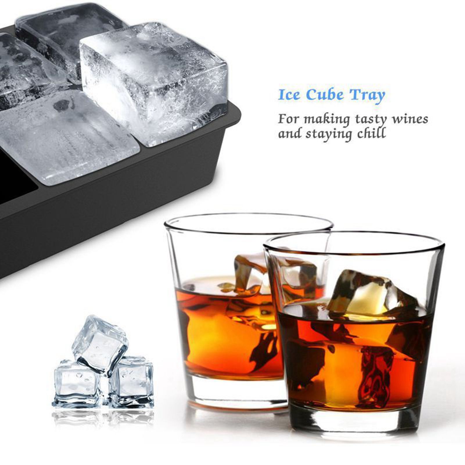 Ice Cube Tray 6 Grids Easy Release Silicone Square and Round with Lid Ice Cube view 10