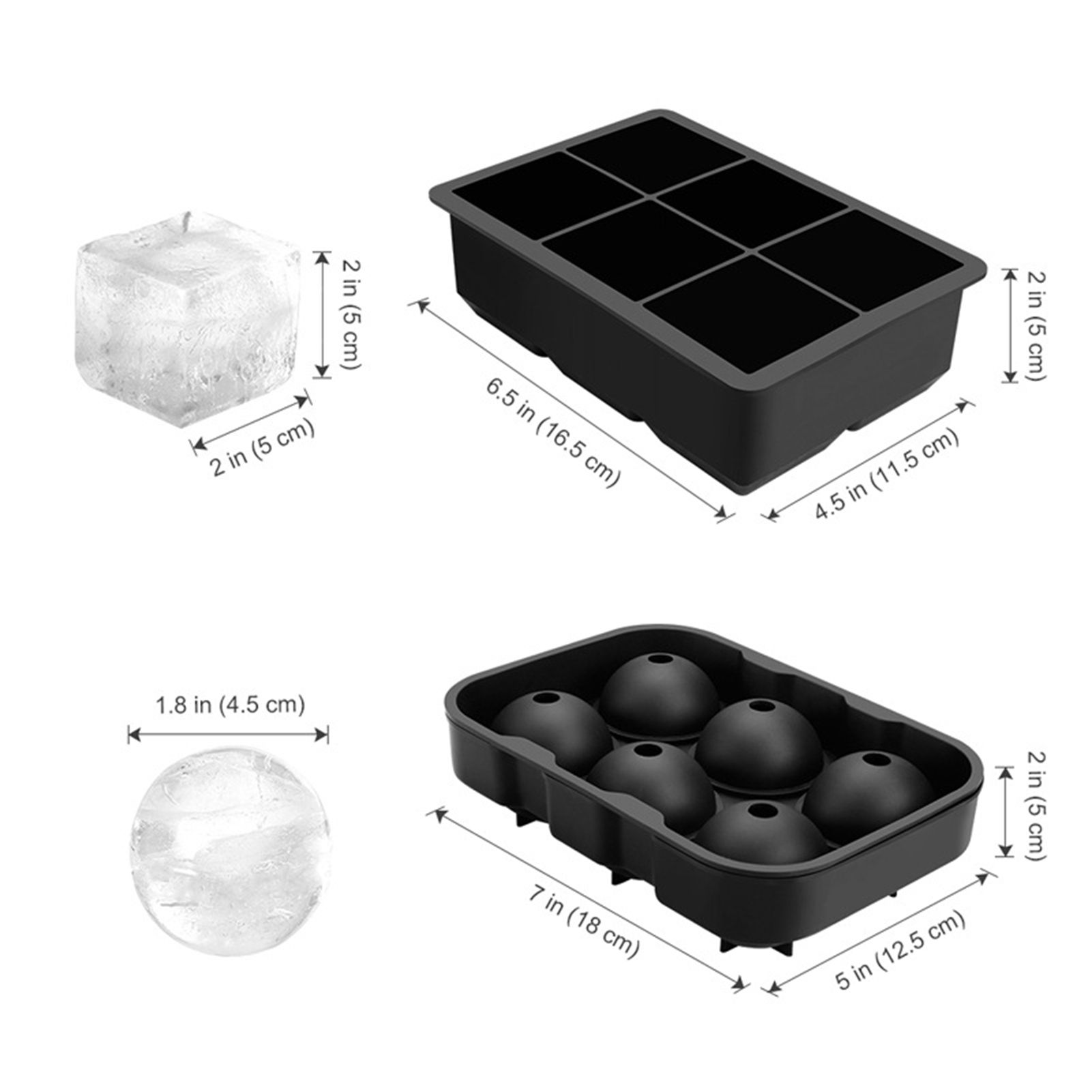 Ice Cube Tray 6 Grids Easy Release Silicone Square and Round with Lid Ice Cube view 14