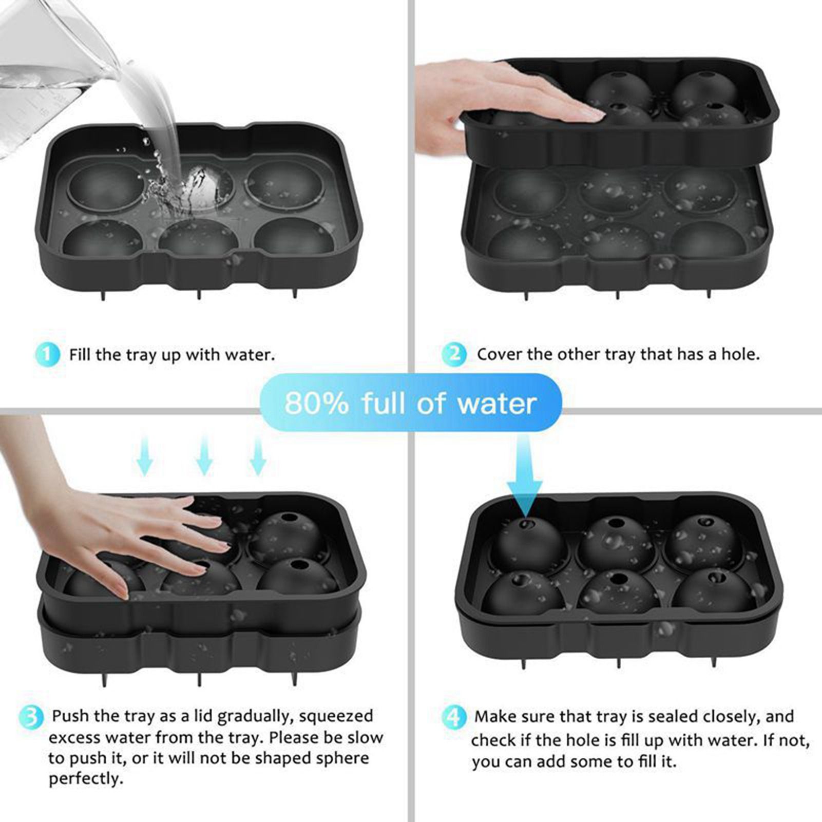 Ice Cube Tray 6 Grids Easy Release Silicone Square and Round with Lid Ice Cube view 15