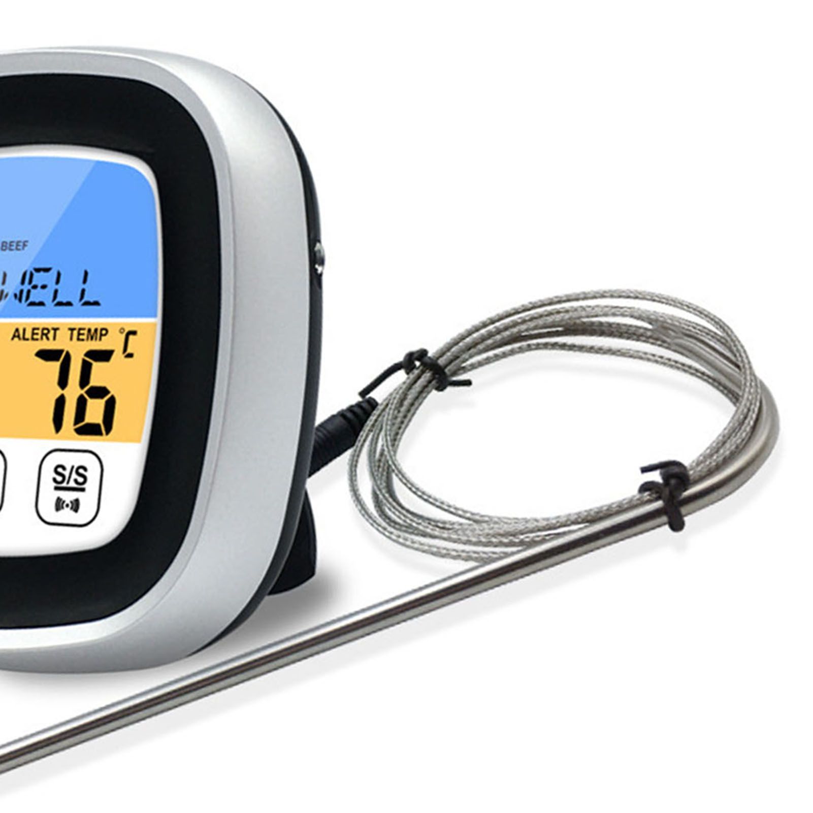 Digital Timer Thermometer Touch Screen Stainless Steel Meat Thermometer for view 8