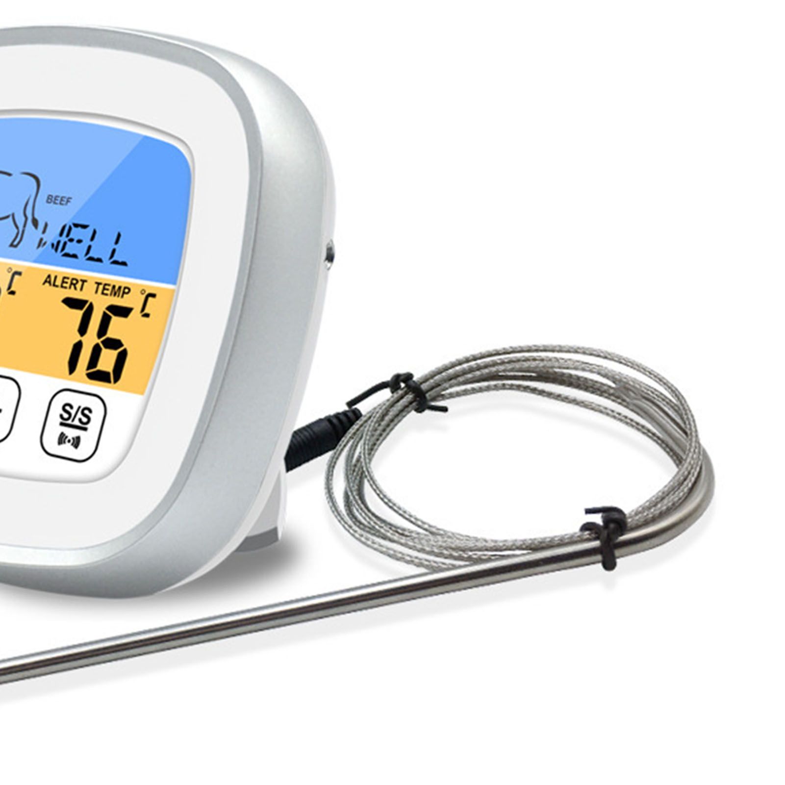 Digital Timer Thermometer Touch Screen Stainless Steel Meat Thermometer for view 8