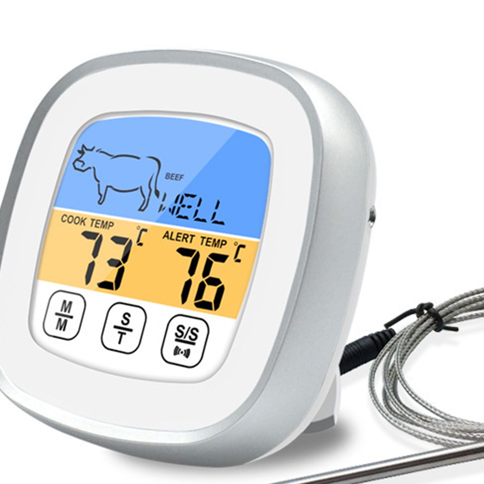 Digital Timer Thermometer Touch Screen Stainless Steel Meat Thermometer for view 9