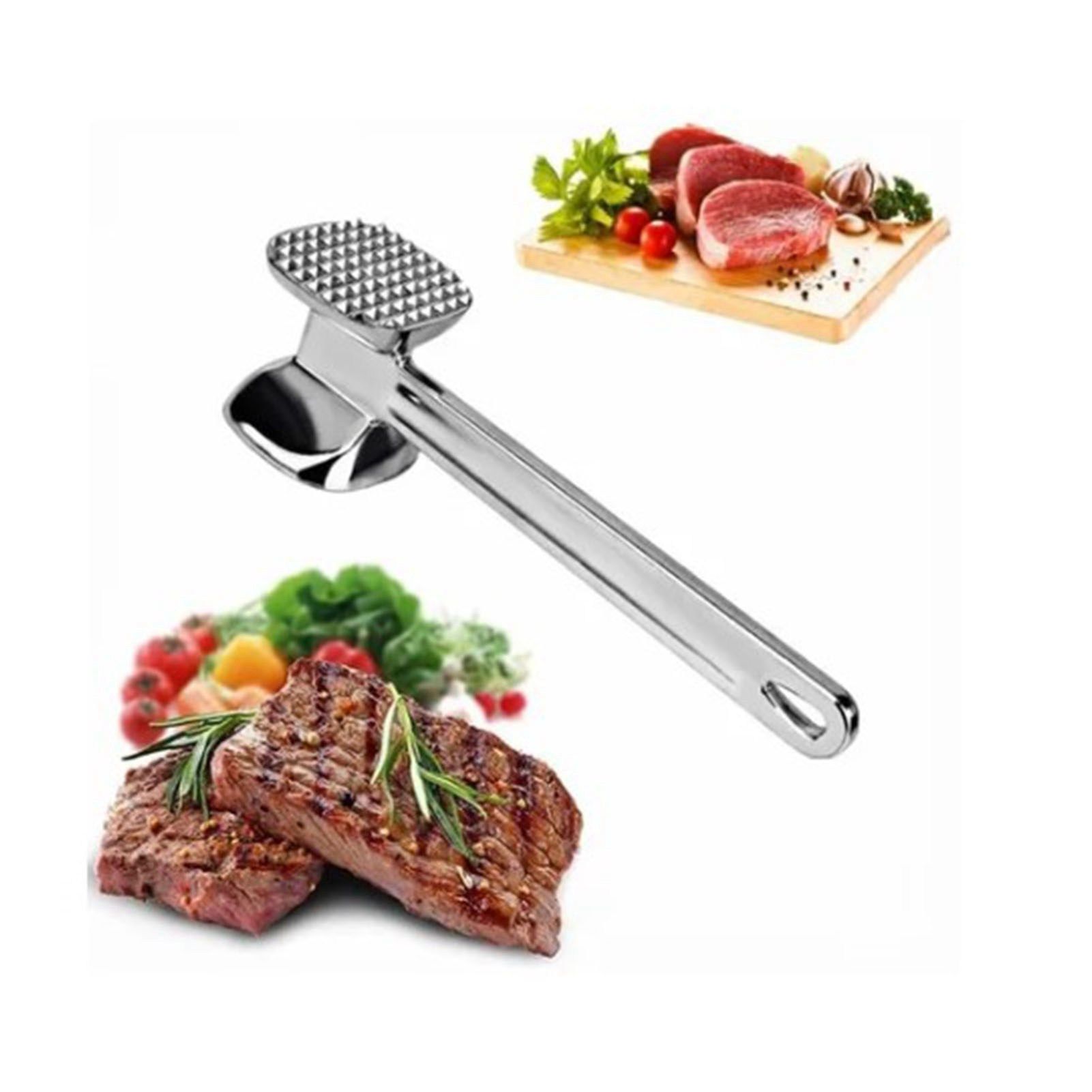 Meat Tenderizer Aluminium Alloy Round Silver Ergonomic Meat Mallet for Kitchen view 5