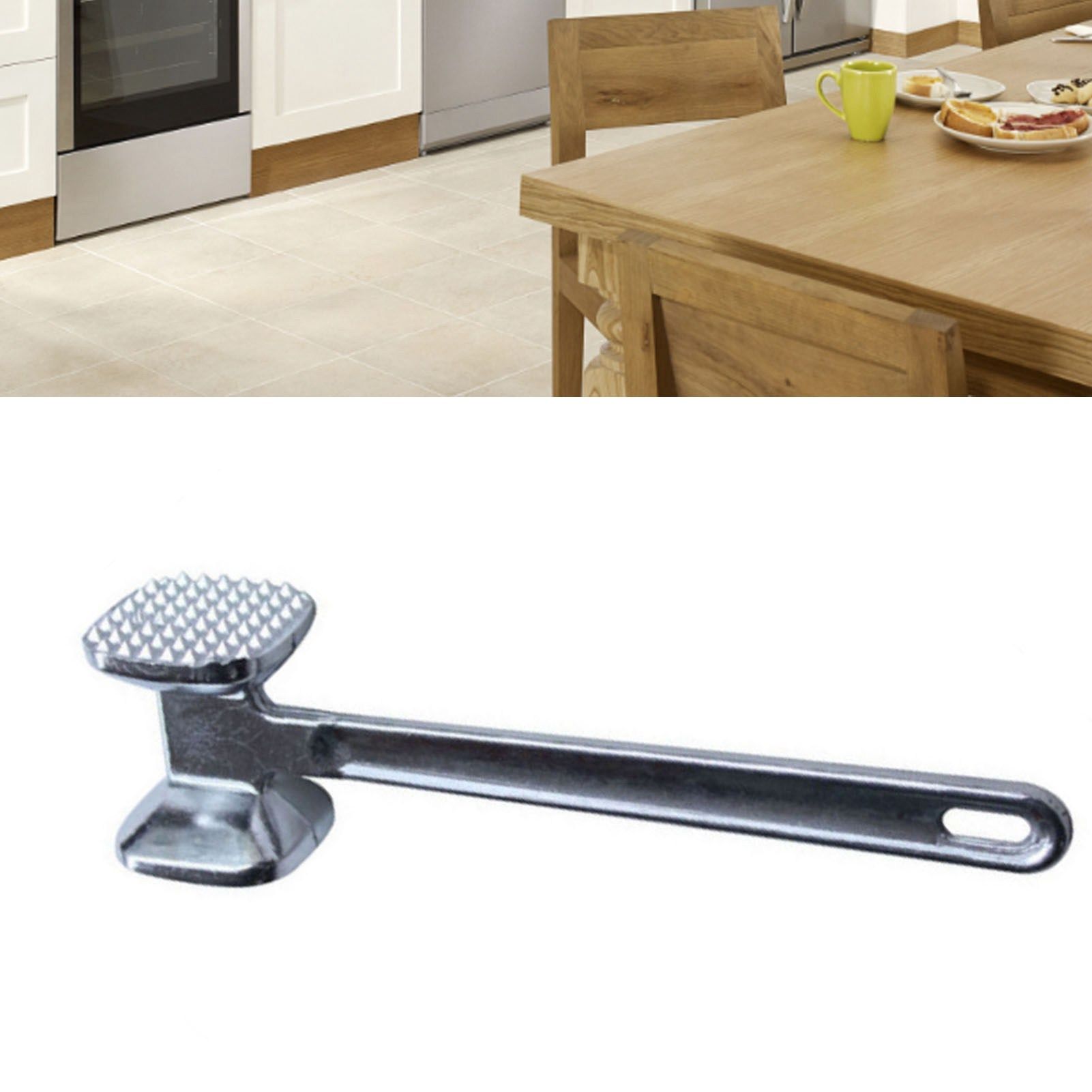 Meat Tenderizer Aluminium Alloy Round Silver Ergonomic Meat Mallet for Kitchen view 10
