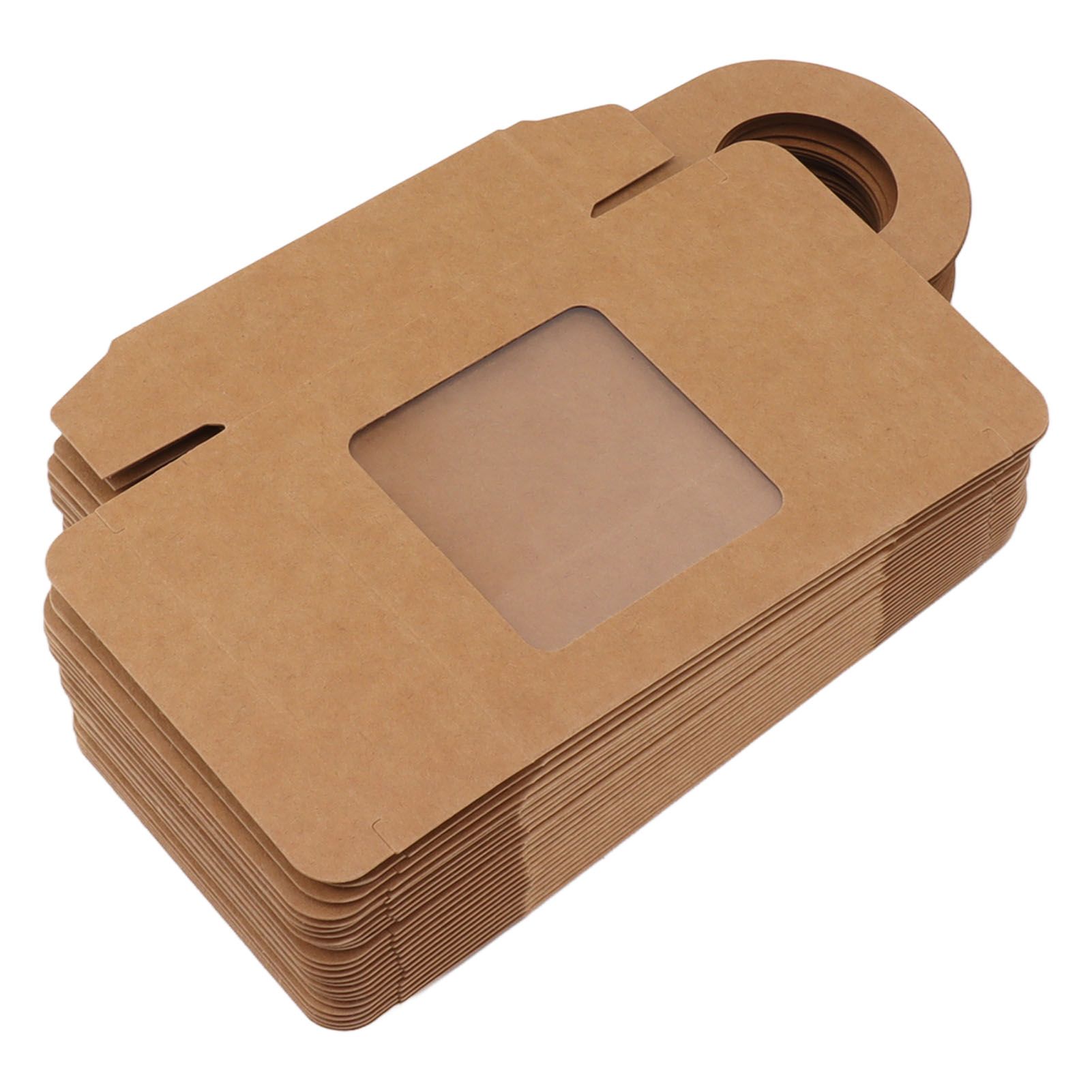 25 Count Kraft Paper Wine Bottle Box with Hanging Hook Window Foldable Kraft view 2