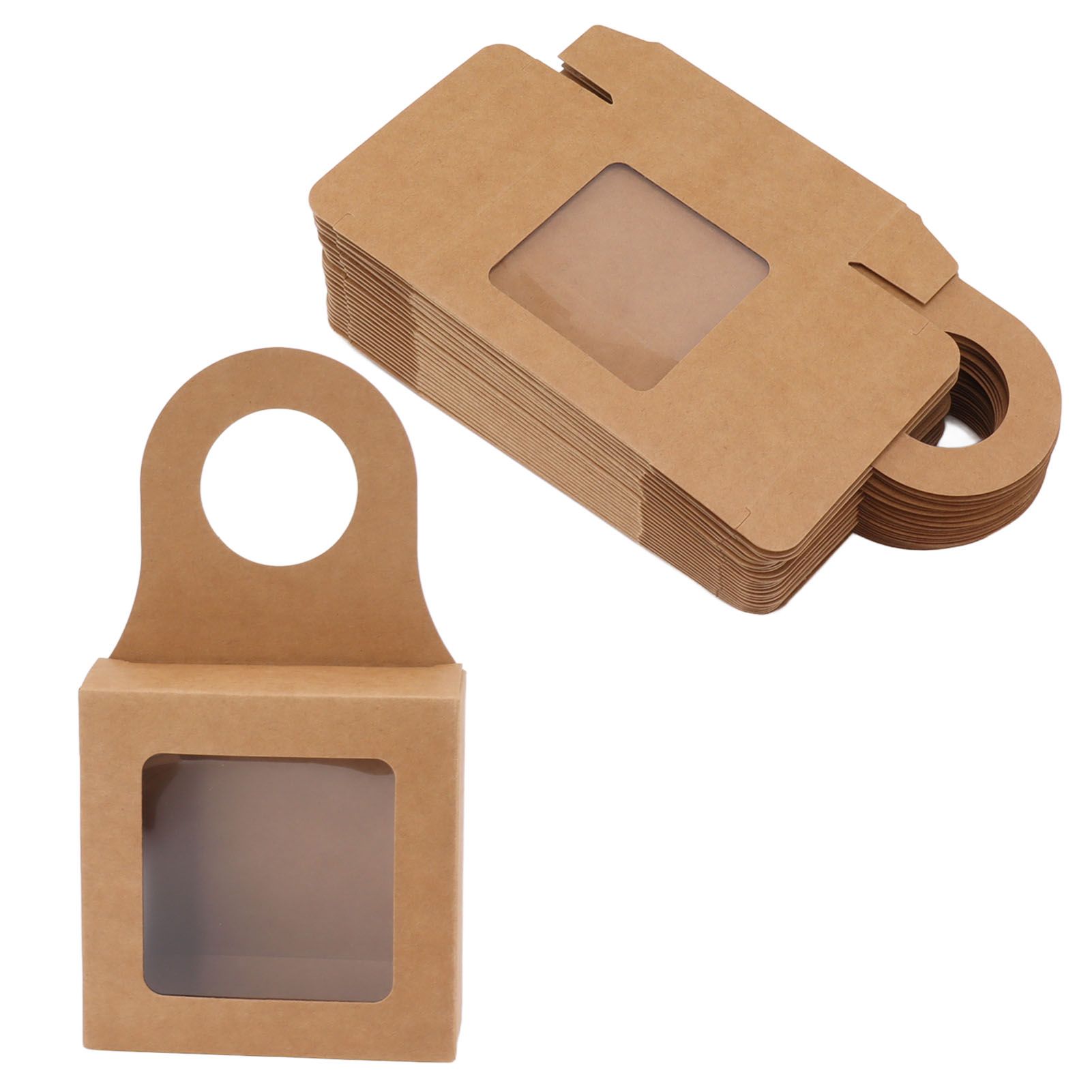 25 Count Kraft Paper Wine Bottle Box with Hanging Hook Window Foldable Kraft view 6